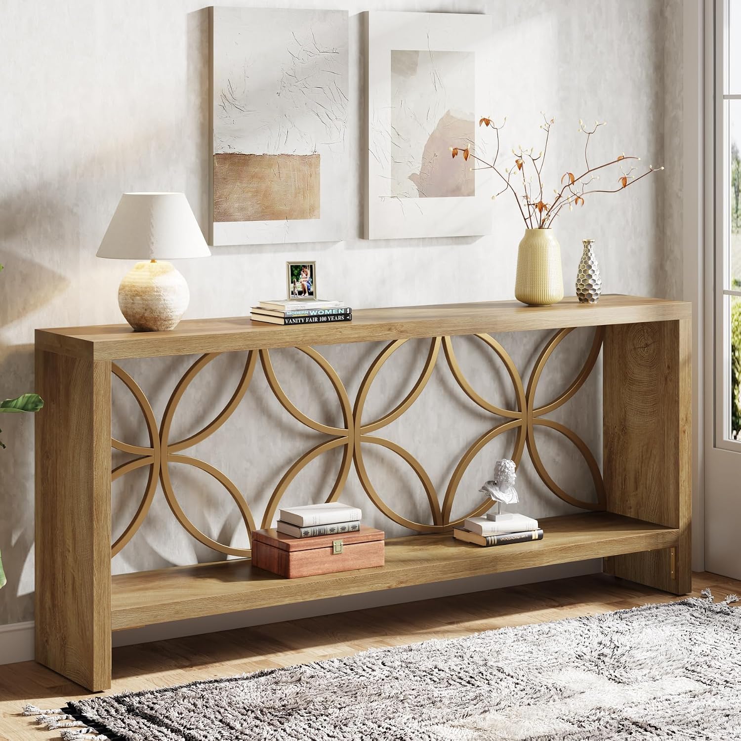 Farmhouse Narrow Storage Console Table