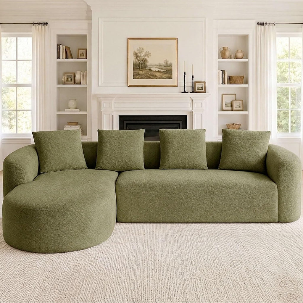 Green Curved Modular Cloud Sectional Sofa