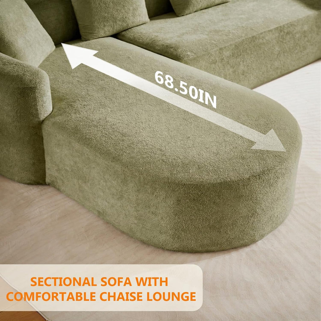 Green Curved Modular Cloud Sectional Sofa