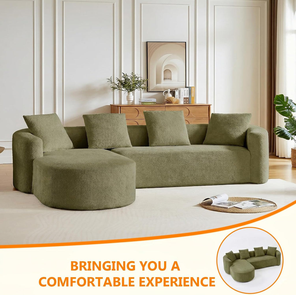 Green Curved Modular Cloud Sectional Sofa