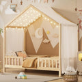 Twin Montessori Canopy House Bed, Natural