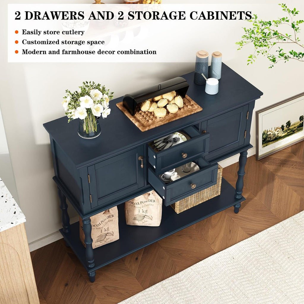 Retro Storage Console Table for Entryway
