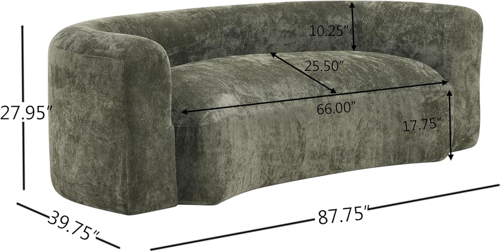 Green Curved Chenille Cloud Sleeper Sofa