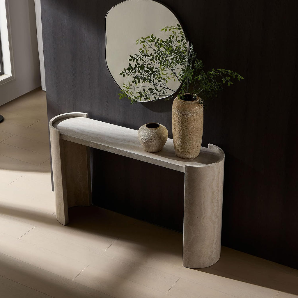 Faux‑Marble Modern Entryway Console Table