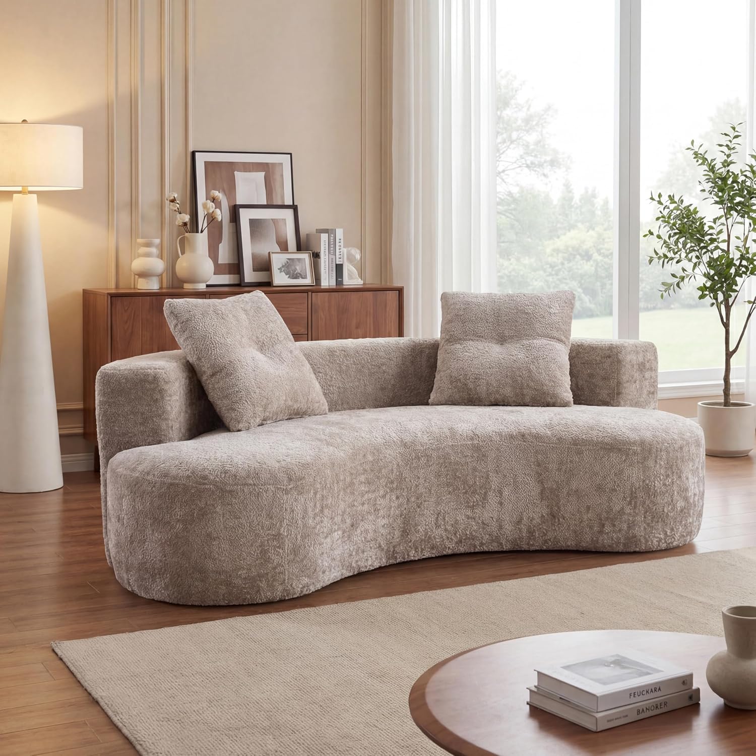 Camel Boucle Curved Modular Sofa