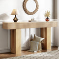 Fluted Oak Farmhouse Entryway Console Table