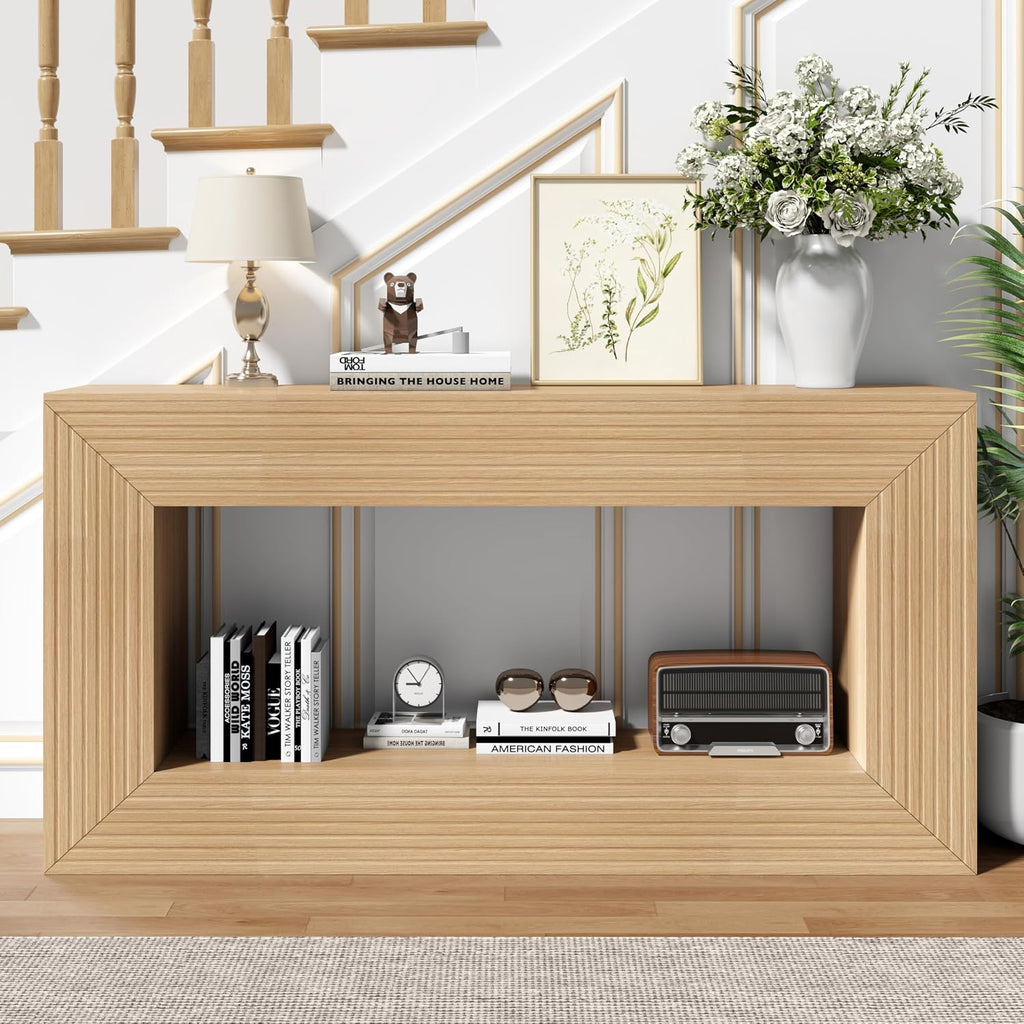 Farmhouse Storage Console Table, Natural