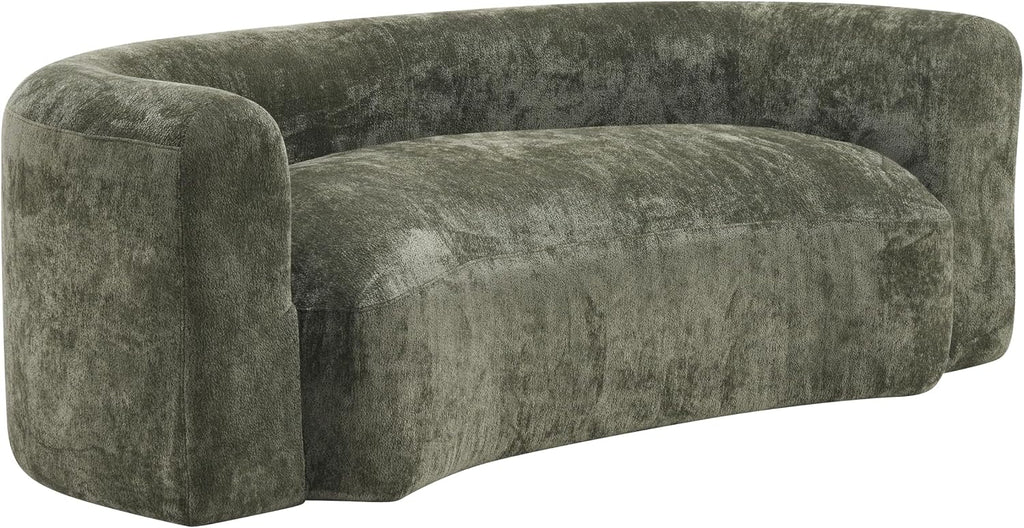 Green Curved Chenille Cloud Sleeper Sofa
