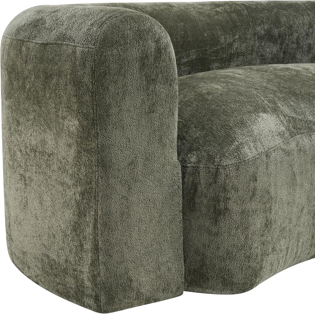 Green Curved Chenille Cloud Sleeper Sofa