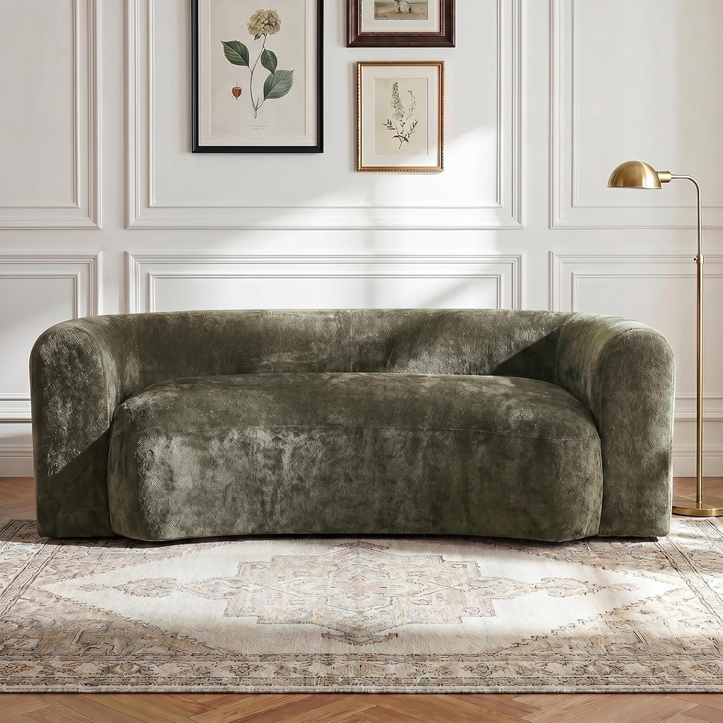 Green Curved Chenille Cloud Sleeper Sofa