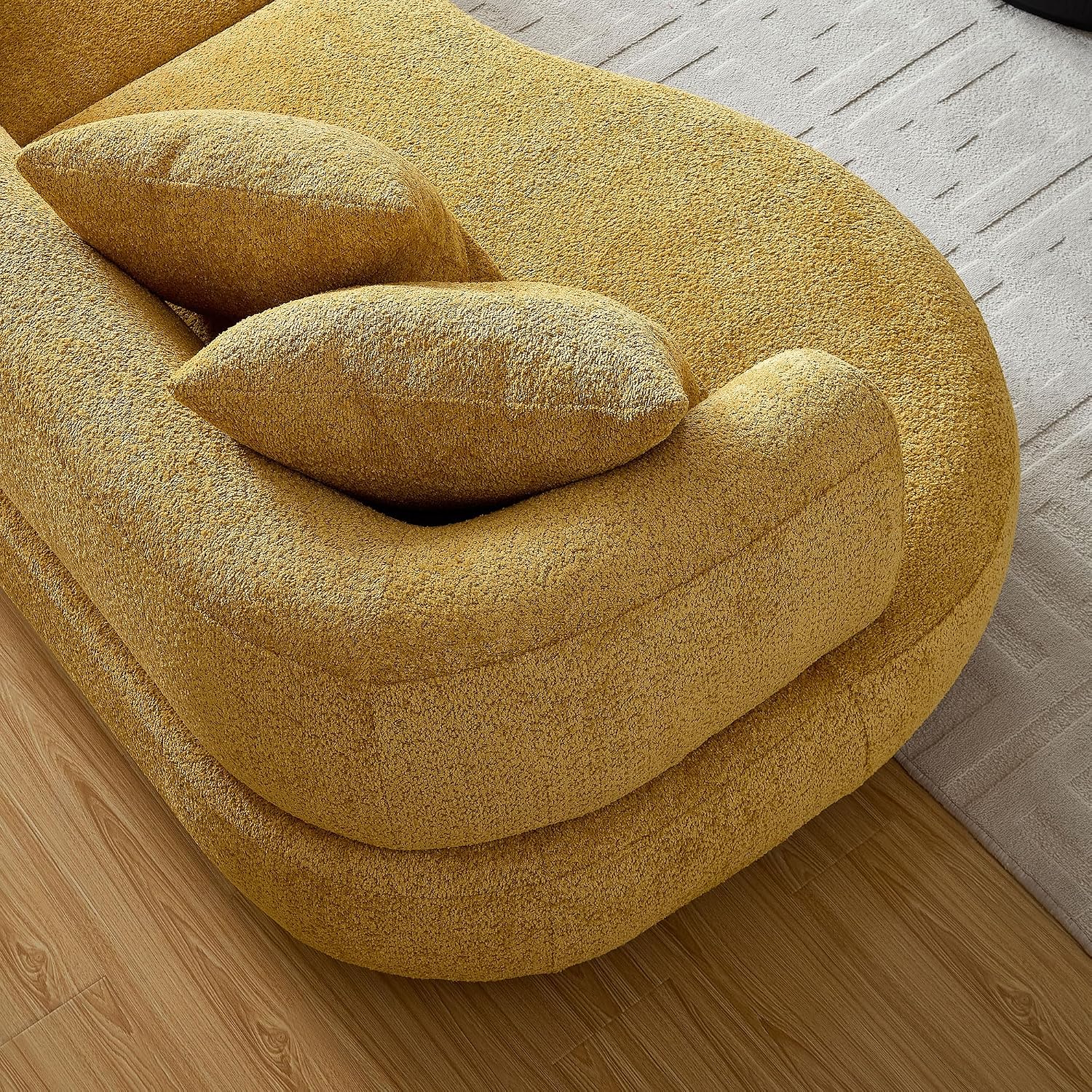 Yellow Boucle Curved Modular Sectional Sofa